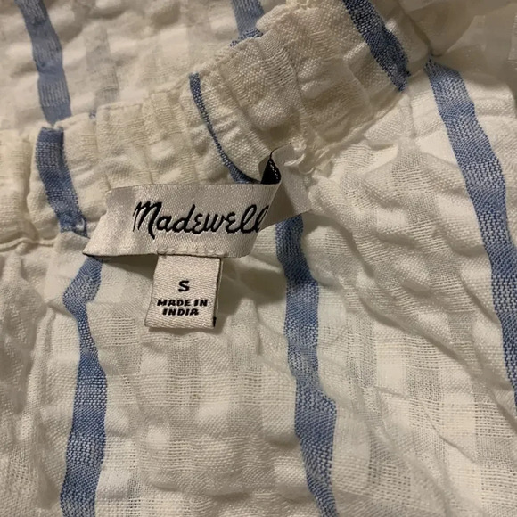 MADEWELL NWOT Seersucker One Shoulder Puff Sleeve Midi Dress - Picture 4 of 8